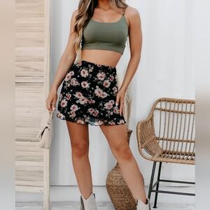 Floral Black Mesh Skirt